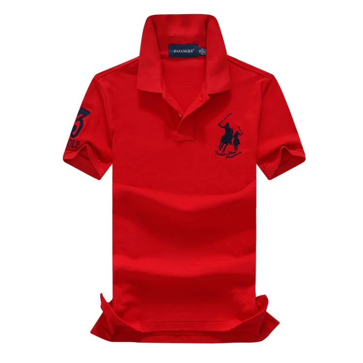 Высококачественные топы и футболки, мужские рубашки поло, деловые мужские бренды рубашек-поло, 3D вышивка, отложной воротник, Мужская рубашка поло P855 - Цвет: Красный