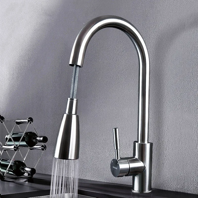Best Commercial Stainless Steel Single Handle Pull Down Sprayer Kitchen Faucet Pull Out Kitchen Faucets Brushed Nickel Kitchen Faucet Brushed Kitchen Faucetfaucet Kitchen Aliexpress