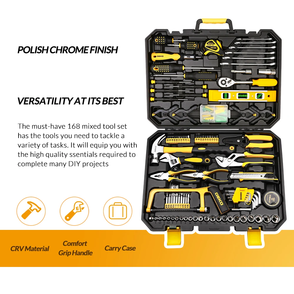 £19.58 Deko Household Tool Set General Hand Tool Kit With Plastic