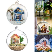 Doll Houses Glass Ball Miniature DIY Dollhouse Casa Model With Funitures Mini Building Kits Christmas Gift