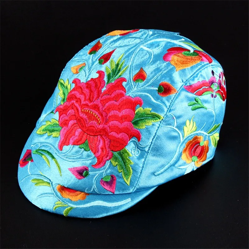 Национальный Ветер вышивка цветок шляпа козырьки открытый туристическая Кепка для женщин 09