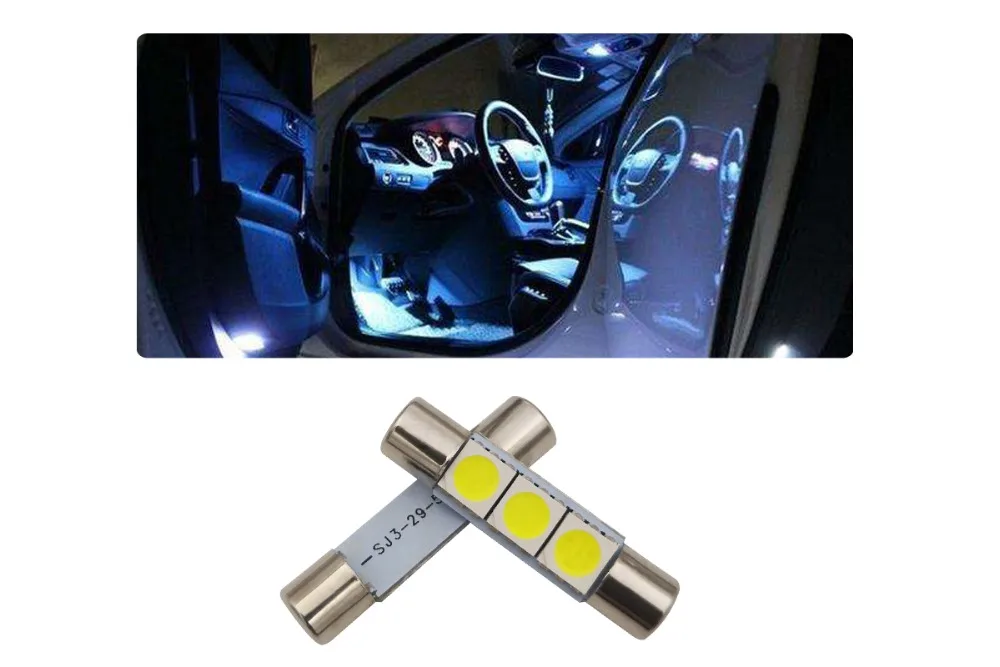 6 pcs of 28MM T6 Socket 3 SMD Fuse Festoon5050 Chip C5W Car Led Sun Visor Mirror Light Bulb Source DC 12V Auto Interior Dome La 6 pcs of 28MM T6 Socket 3 SMD Fuse Festoon5050 Chip C5W Car Led Sun Visor Mirror Light Bulb Source DC 12V Auto Interior Dome La