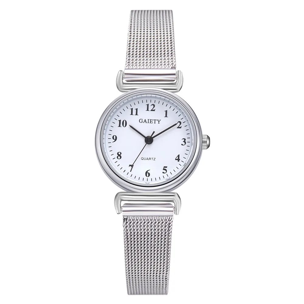 Брендовые классические женские часы из нержавеющей стали с сетчатым ремешком, простой маленький циферблат, кварцевые наручные часы с браслетом, ЖЕНСКИЕ НАРЯДНЫЕ часы - Цвет: White
