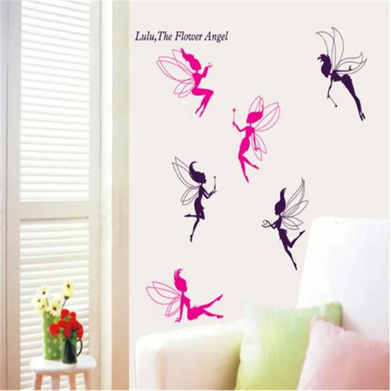 

1PCS Elf Flower Fairy Wall Sticker For Children's Room Bedroom Bedside Kindergarten Wallpaper Mural PVC 50*70CM