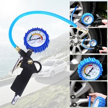 

50Pcs/Lot Multifunctional Car Truck Air Tire Pressure Inflator Gauge Professional Dial Meter Vehicle Tester (Color: Blue)