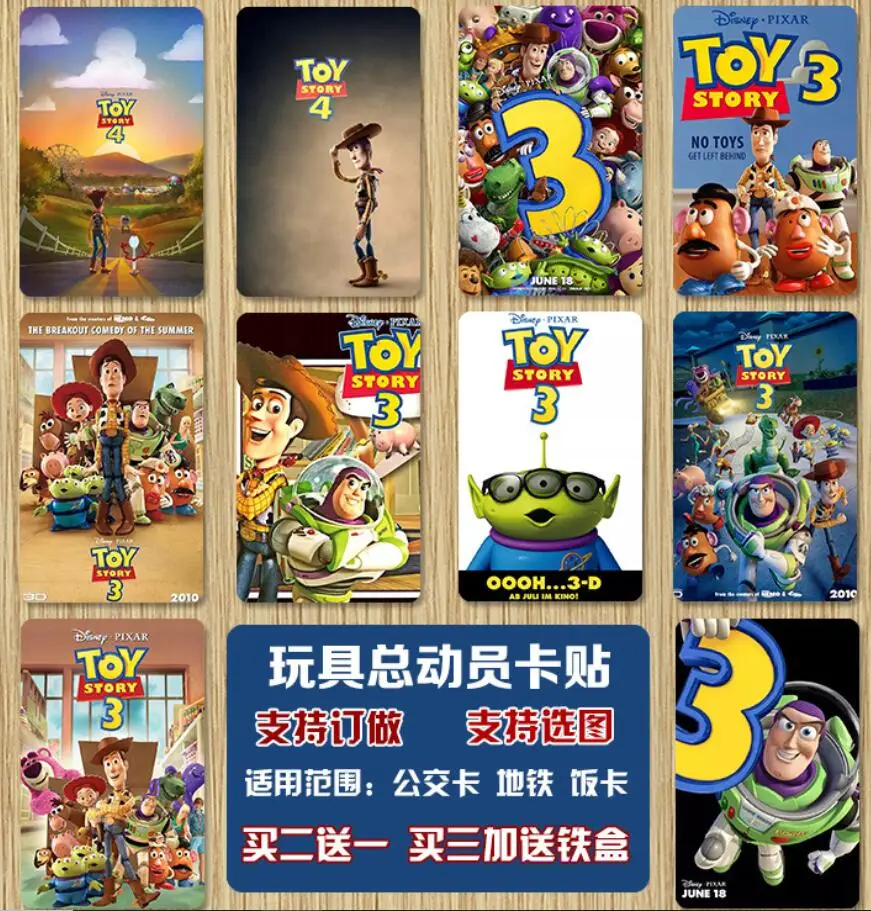 1 Set 10PCS Toy Story 4 Figure Card Stickers Woody Jessie Buzz Lightyear Post card Bank Card Decoration Stickers Kids Toys