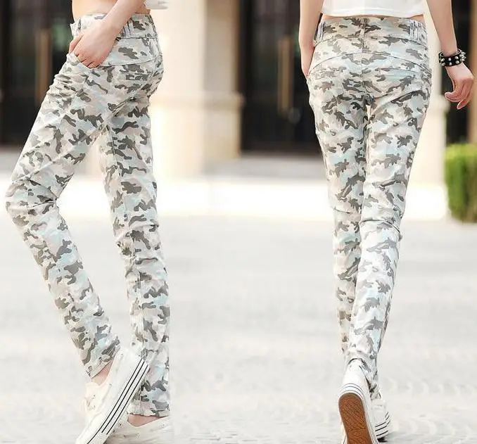 Новые тонкие штаны-карандаш камуфляжные брюки женские тонкие шаровары ярких цветов больших размеров