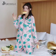 JRMISSLI дизайнерский женский пижамный комплект из хлопка с принтом ананаса, комплект из двух предметов, пижамный комплект с брюками, одежда для сна, костюм для отдыха, M-2XL