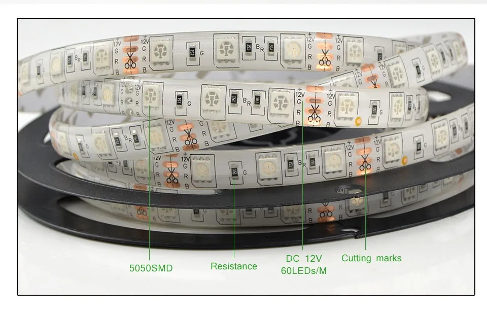 Светодиодный светильник RGB 5050 12 В водонепроницаемый IP20 IP65 IP67 Светодиодный светильник для украшения сада наружная лампа 5 м/лот 60 Светодиодный s/M