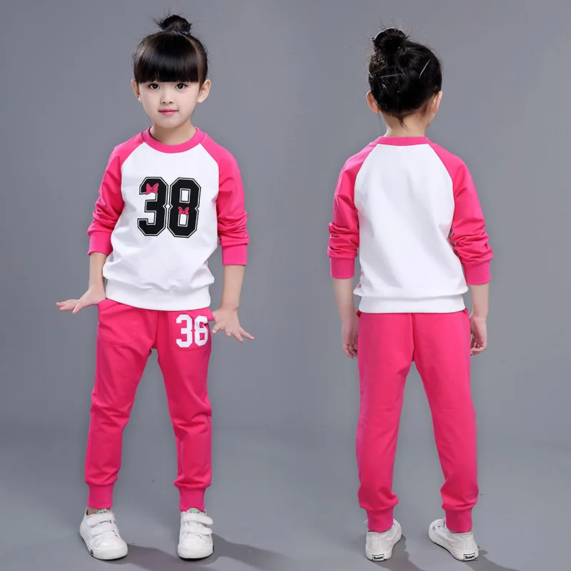 

Girls Clothing Sets 2017 Spring Aumtumn Sportswear Long Sleeve Print Kids Clothing Sets 2 colors