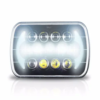 

105W 7X6" Black LED DOT HID Light Bulbs Clear Sealed Beam Headlamp Headlight (1 Lamp) H4 Square Motorcycle 7"x5" LED Headlights