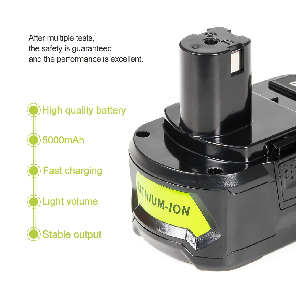 YHR Ryobi 18 В 5000 мАч P108 RB18L40 литий ионный Перезаряжаемые Батарея пакет Мощность