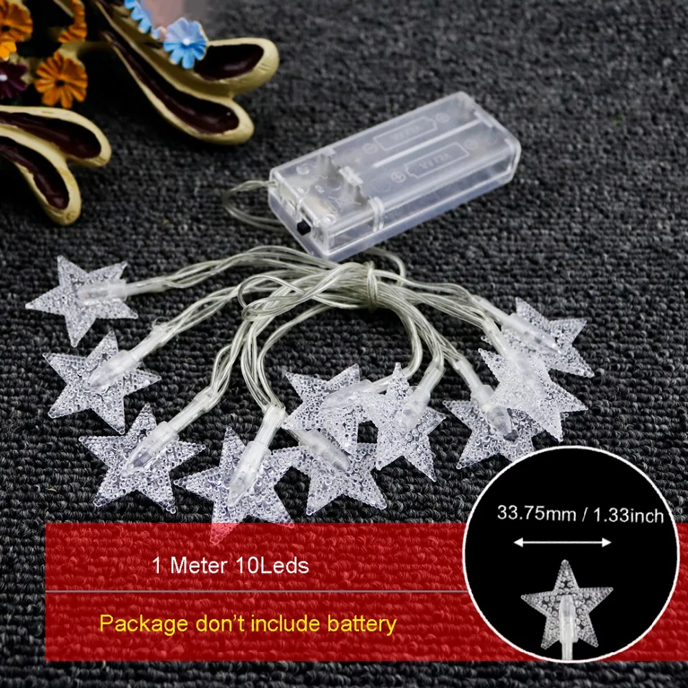 LED String Light 1M 10 Leds Stars Garland Holiday Lights For Christmas Tree Ramadan Lantern Princess Bedroom Decoration JQ LED String Light 1M 10 Leds Stars Garland Holiday Lights For Christmas Tree Ramadan Lantern Princess Bedroom Decoration JQ