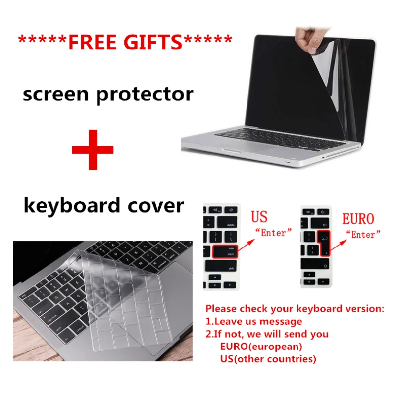 KOPWO Прозрачный чехол для ноутбука Macbook Pro Air 11 12 13 15 дюймов retina A1465 A1707 A1502