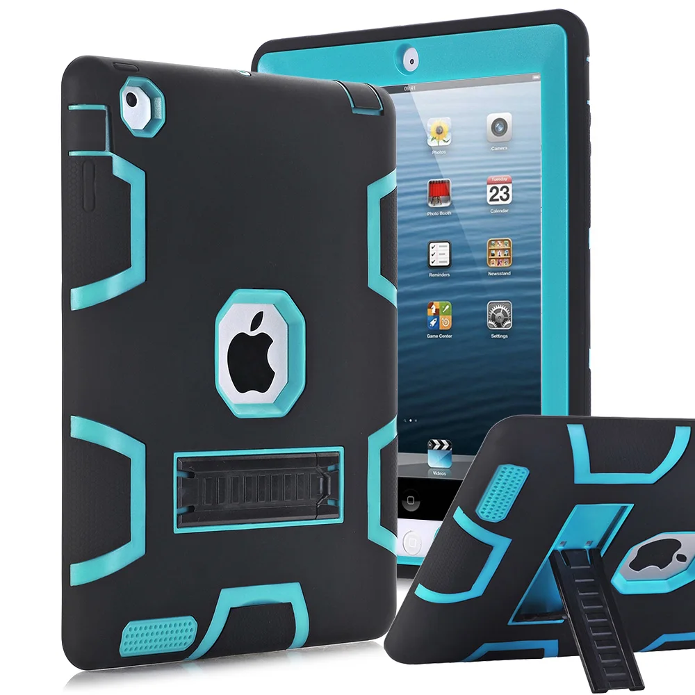 

For Apple iPad 2 iPad 3 iPad 4 Case Cover High Impact Resistant Hybrid Three Layer Heavy Duty Armor Defender Full Body Protector