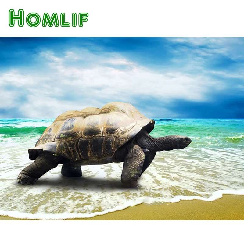 

HOMLIF 5d full square diamond painting Sea turtle Cross Stitch Diamond Embroidery diy Diamond Mosaic Rhinestones Decor Paintings