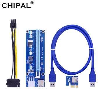 

CHIPAL 10PCS VER006C 100CM Express Riser Card PCIE 1X to 16X Extender + USB 3.0 Cable 15Pin to 6Pin Power Cord for BTC LTC Miner