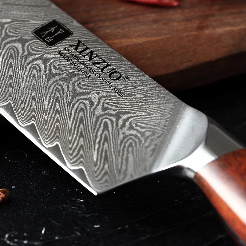 XINZUO 7 дюймов японские кухонные инструменты-ножи высокого качества нож из дамасской стали брендовые очень острые кухонные ножи santoku