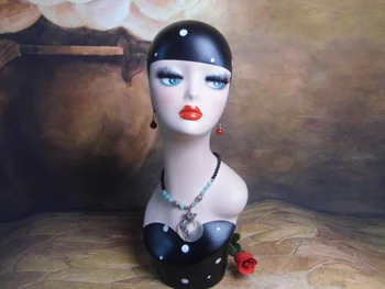 

Fiberglass Hand-painted Earring Mannequin Head For Jewelry And Hat Display
