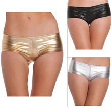 Женщины Дамы Блестящий SEXY WET LOOK Мини Короткие Эластичный Hot Pants Туту Металлик Дэн