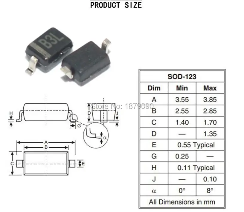 MM1Z2V0 MM1Z2V2 MM1Z2V4 MM1Z2V7 MM1Z3V0 MM1Z3V3 MM1Z3V9 MM1Z3V6 500 МВт SMD зенеровский диод SOD123/1206 и 100 шт./лот