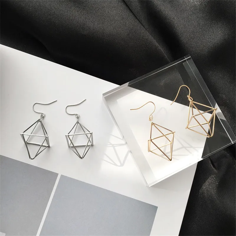 

Geometric Power Wicca Drop Earrings Trangle Pyramid Gold Color and Silver Color Fashion Earring for Women Korean Style Jewelry