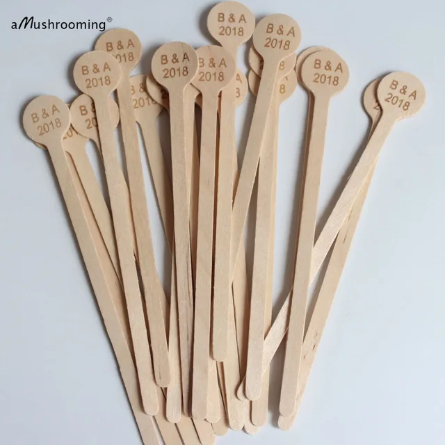 Madera agita bebidas personalizado palillos del stir, estampado