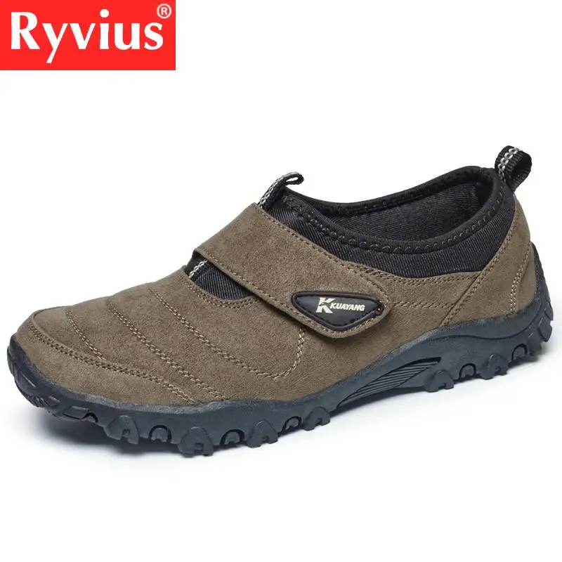 

Ryvius brand Hot New Outdoor Men's Suede Shoes Fashion Hiking Shoes Lazy Comfortable Travel Shoes Dad Shoes Sapatos Masculinos