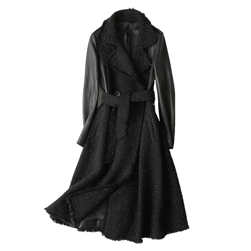 Automne Peau Coréenne Réel En Veste 2018 Zt930 Manteaux Vêtements Black Hiver Cuir Femmes Manteau Véritable Longue Mouton Chaqueta De Mujer 4A1fg