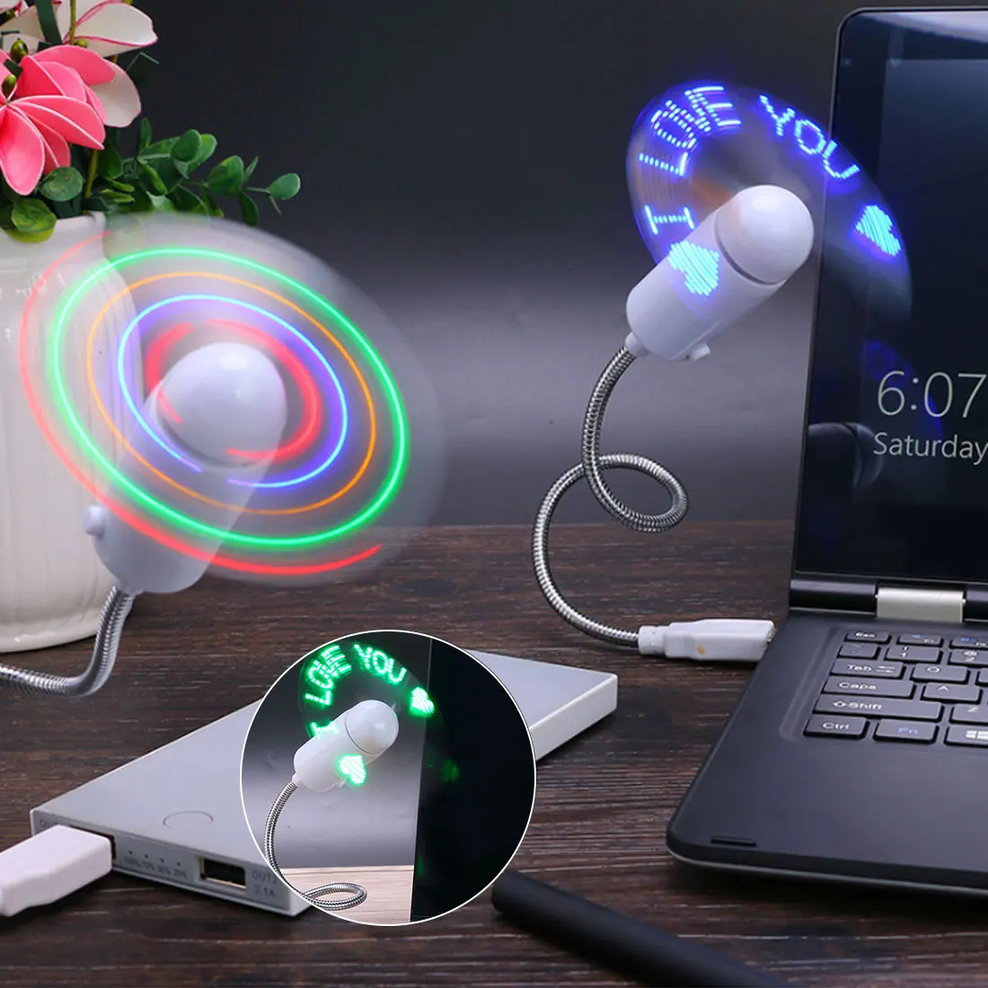 

DIY Programmable Fan Flexible usb LED USB Gadgets FanLight Can Reprogramme Any Text Words Advertising Character Messages