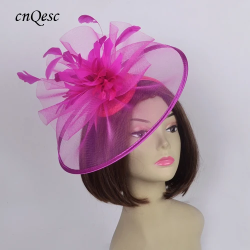 

New Geisha fuchsia hot pink Crin Fascinator Feather sinamay hat headpiece for Melbourne cup,Wedding,Races,Derby,Church