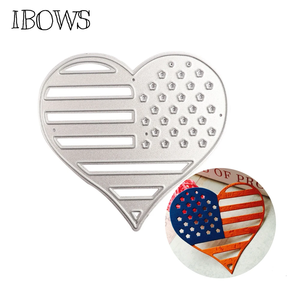  IBOWS 1Pc Heart Metal Cutting Die Heart National Flag Cut Dies Embossing Invitation Card Making Dec - 33005614625