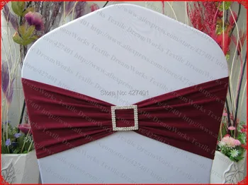 

Burgundy Purple Single Layer Spandex/Lycra/Expand Band With Square Diamond Buckle&Pin For Wedding Party Banquet Decorations