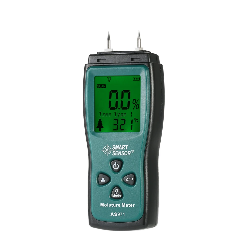 

Handheld Two Pins Digital Wood Moisture Meter Wood Humidity Tester Timber Damp Detector with LCD Display Probe Range 2%~70%