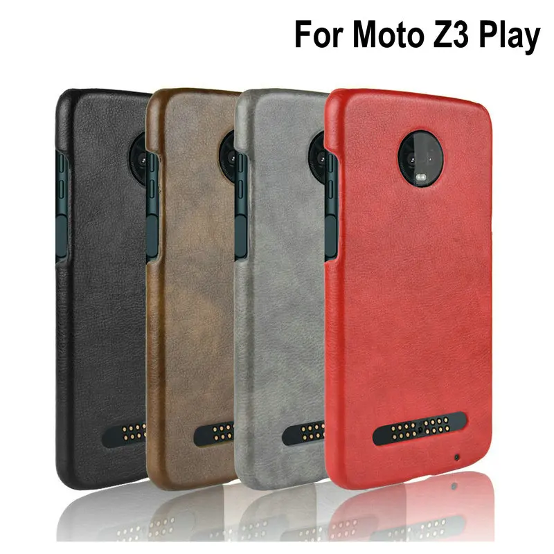 Luxury Litchi Leather Skin Back Cover For Motorola Moto Z3 Play Case
