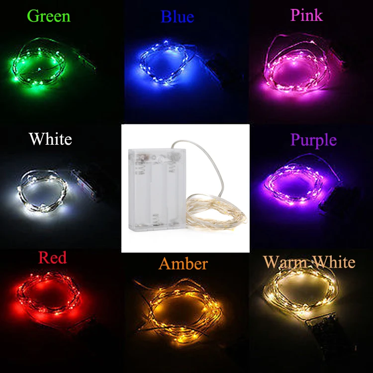 2M 20 LEDS Silver Copper Wire LED Starry Lights String Fairy Battery Powered
