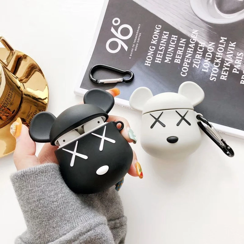 

New Violent bear Cute Cartoon silicone Protective Bluetooth Wireless Earphone Case For AirPods lovely Headset Box coque