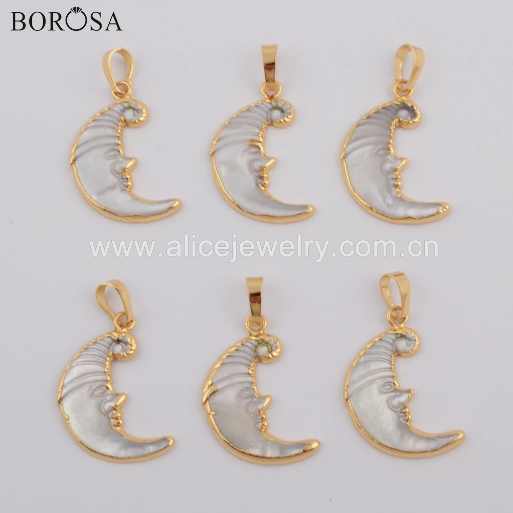 BOROSA Новинка 5/10 шт. золотое покрытие натуральная белая оболочка резная лицо