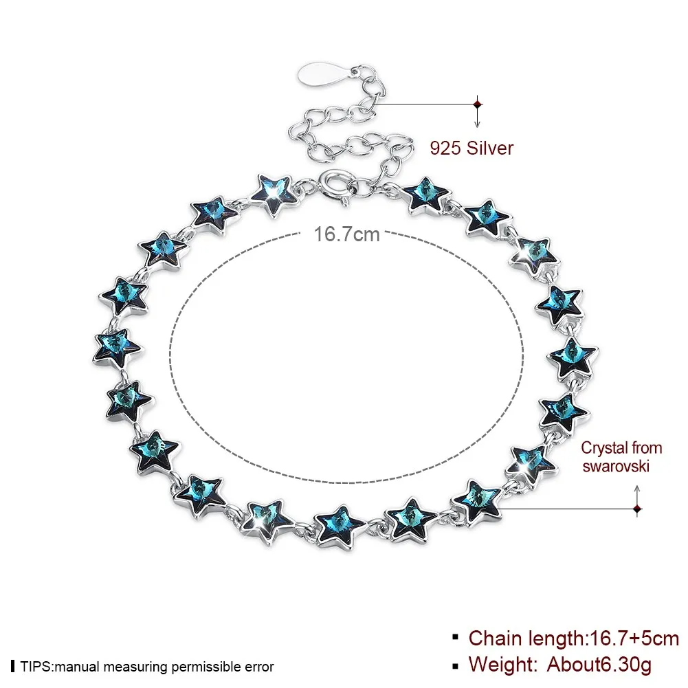 LEKANI кристаллами от Swarovski 925 стерлингов серебряные браслеты для женщин синий