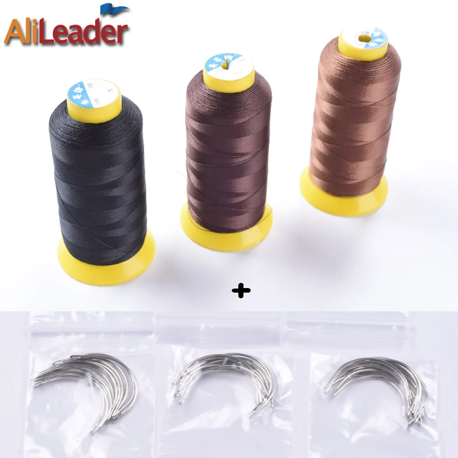 

Black/Dark/Light Brown Weave Thread And Needle Set Useful Wig Making Tools 1pcs Nylon Weaving Thread And 60 Pcs Weave Needles