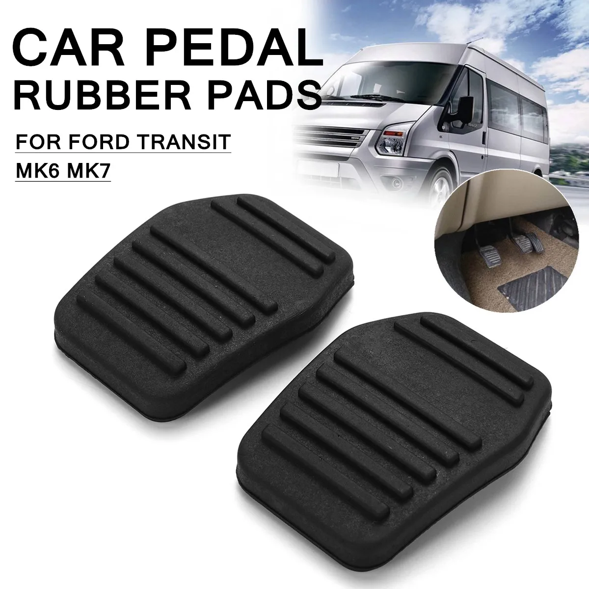

2 x Rubber Pad Black 4.8x6.3x1cm Fit for FORD TRANSIT MK6 MK7 Stable Characteristics High Reliability Easy Installation