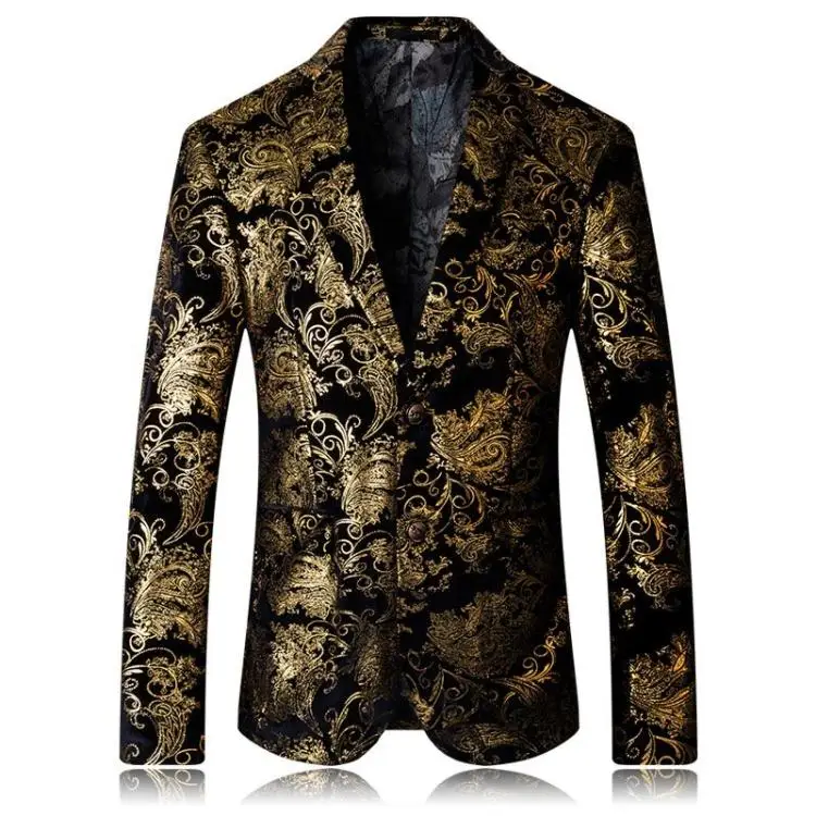 Тан 2019 мужской узор Бизнес дел свадебный этап костюм с длинными рукавами куртки тонкий пальто мужские Модное танцевальное куртки-блейзеры