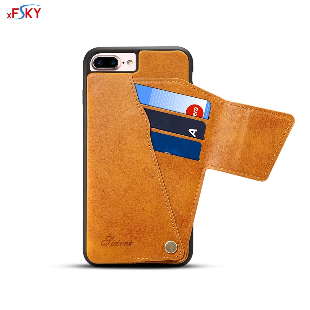 

xFSKY Leather Case For Apple iphone 6&7&8 plus Cases Fashion Hidden Wallet Card Holder Back Cover With Magnetic Lock 4 Colors