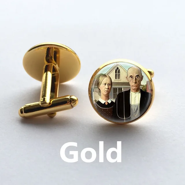 American Gothic cufflinks American Gothic Jewelry Grant Wood Wearable Art Jewelry christmas gift for women 4