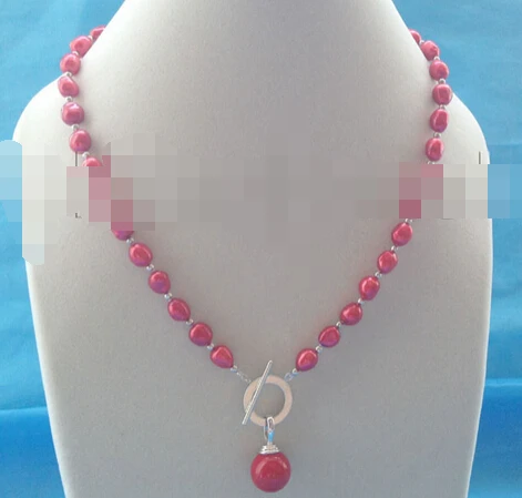 

N3092 9-11mm red baroque freshwater pearl necklace N Discount NEW