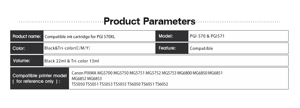 Совместимость PGI-570 CLI-571 чернильный картридж для принтера canon принтерам PIXMA MG5752 MG6850 MG6851 TS5050 5051 MG6852 TS6050 MG6852 TS6050