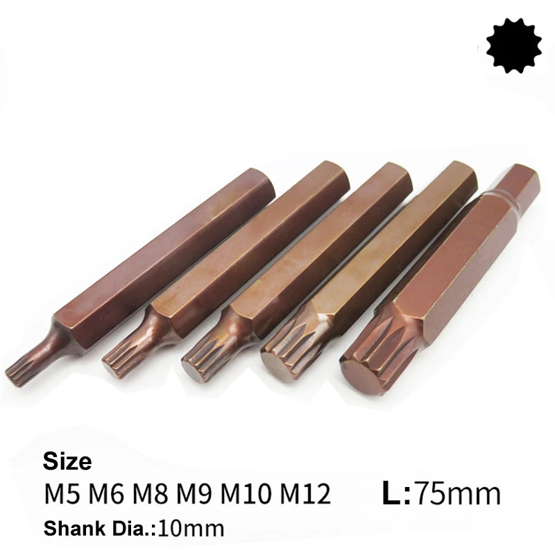 6 шт. 75 мм длина 1/2 &quotS2 сплав Torx Набор отверток 12 точечных сплайнов набор