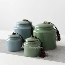 Longquan Celadon треснутая глазурь банка для специй банка для сушеных фруктов Чайная Коробка керамическая фарфоровая банка для конфет герметичный резервуар для чая caddy