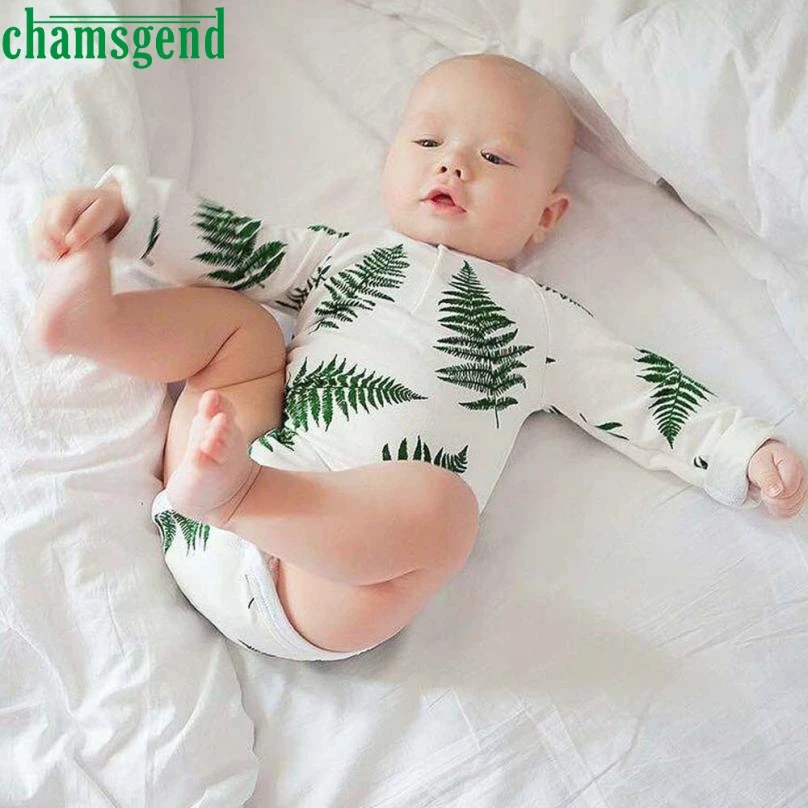 

CHAMSGEND Fashion Green Newborn Baby Girls Print O-Neck Cotton Pullover Leaves Long Sleeve Romper Jumpsuit Clothes ag3 P30