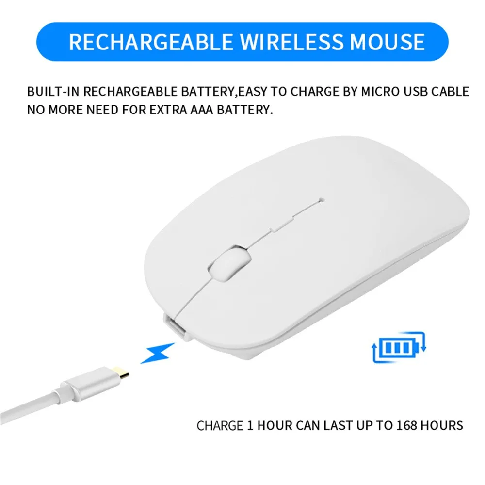 Беспроводной Мышь для портативных ПК планшетный ПК с системой андроида 4 кнопки Тонкий бесшумный Коврики Перезаряжаемые Беспроводная bluetooth-мышка мыши l929#2